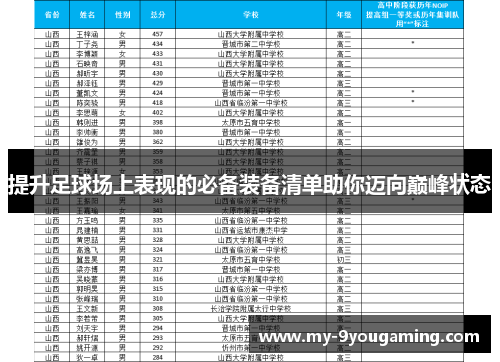 提升足球场上表现的必备装备清单助你迈向巅峰状态